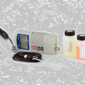 Phmetro da banco con elettrodo , sonda di  temperatura e soluzioni